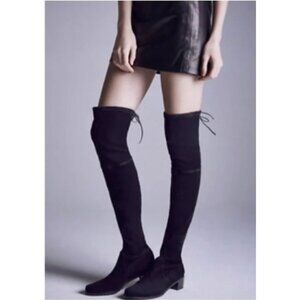 Over the Knee Boots Block Heel Faux Suede Tie Top Unbranded size 7